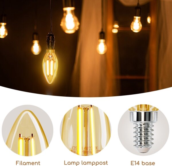 LED Žárovka C35 E14/4W/230V 2200K - Aigostar