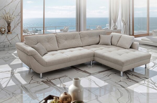 ROHOVÁ SEDAČKA, plast, textil, kompozitní dřevo, béžová Livetastic - Sedací soupravy, Online Only