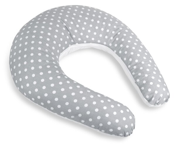 BELLATEX Kojicí polštář s povlakem na zip Puntík šedá, bílá po obvodu 180 cm