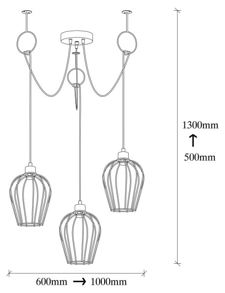 Lustr na lanku TEL 3xE27/40W/230V pavouk