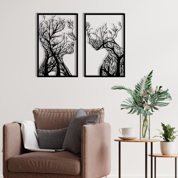 SADA 2x Nástěnná dekorace 86x63 cm strom života kov