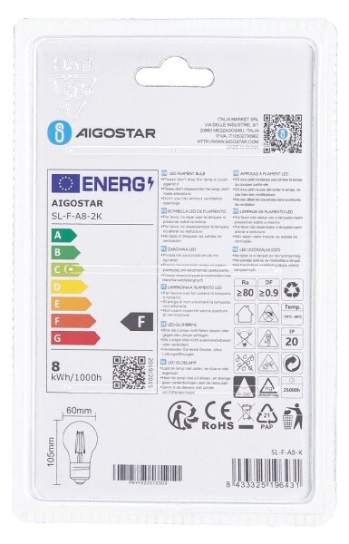 LED Žárovka A60 E27/8W/230V 2200K - Aigostar