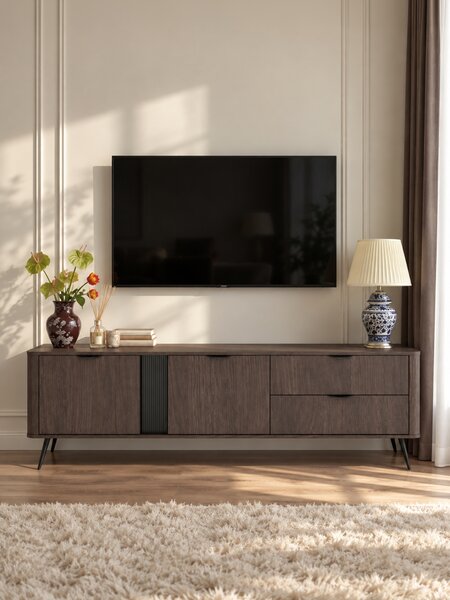 TV stolek Edrin 195 cm se zásuvkami - dub dunin / černá