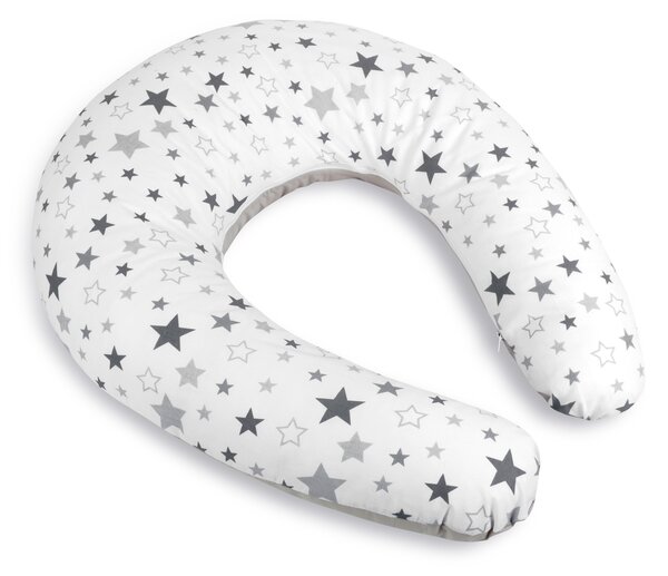 BELLATEX Kojicí polštář s povlakem na zip Hvězda šedá, bílá po obvodu 180 cm