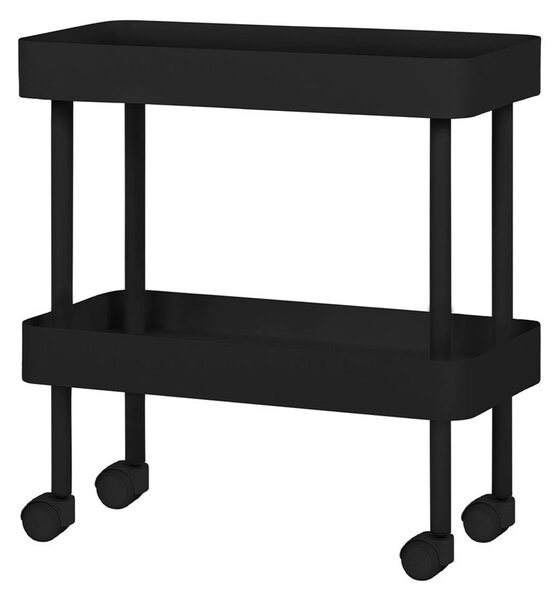 NOO.MA Černý odkládací stolek Nolle 2 zásobníky 62 × 30 × 57,5 cm