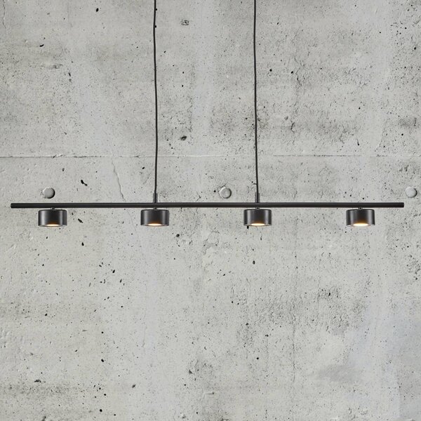 Nordlux Clyde LED závěsné světlo, 4 zdroje, rovné, stmívatelný, Černá, Obývací pokoj / jídelna, kov, Moderní