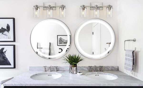Tutumi Zrcadlo ⌀80 cm s vyhříváním a regulovatelným LED osvětlením HOM-06507, broušená ocel