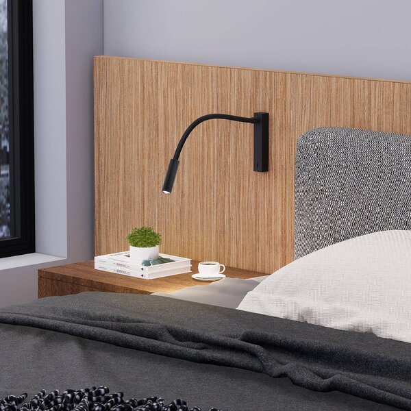Molto Luce Nástěnné svítidlo Arok LED, černá barva, hliník, projekce 49 cm, Černá, Ložnice, Hliník, Moderní