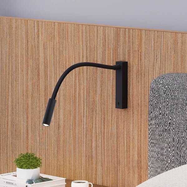 Molto Luce Nástěnné svítidlo Arok LED, černá barva, hliník, projekce 49 cm, Černá, Ložnice, Hliník, Moderní