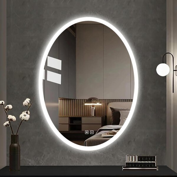 Tutumi Oválné zrcadlo 60x80 cm s vyhříváním a regulovatelným LED osvětlením HOM-06503