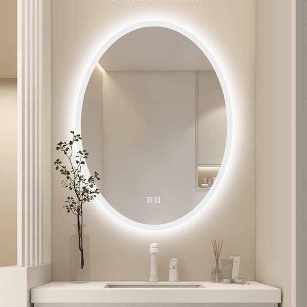 Tutumi Oválné zrcadlo 60x80 cm s vyhříváním a regulovatelným LED osvětlením HOM-06503