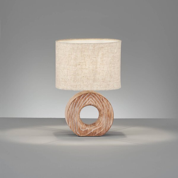 FISCHER & HONSEL Stolní lampa Hanke výška 31 cm stínidlo písková, Tmavé dřevo, Ložnice, kov
