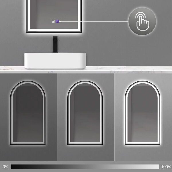 Tutumi Zrcadlo 60x100 cm s vyhříváním a regulovatelným LED osvětlením HOM-06504
