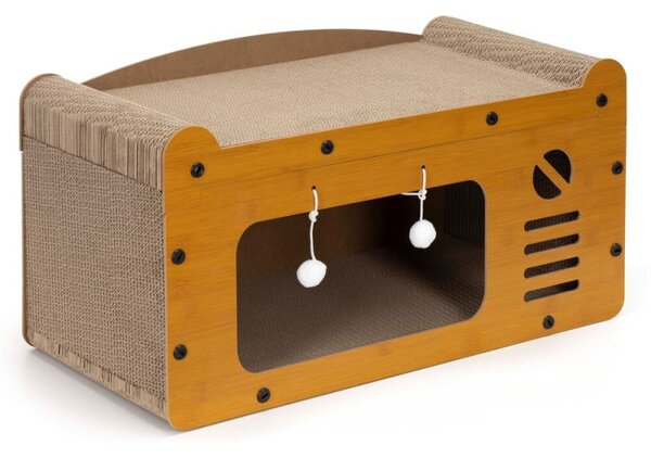 Kartonové škrabadlo pro kočky 56x27,5x30 cm SPRINGOS PA1092 hnědé