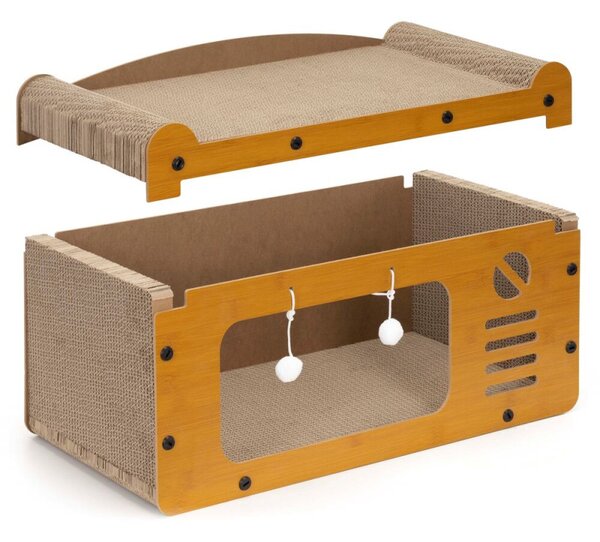 Kartonové škrabadlo pro kočky 56x27,5x30 cm SPRINGOS PA1092 hnědé