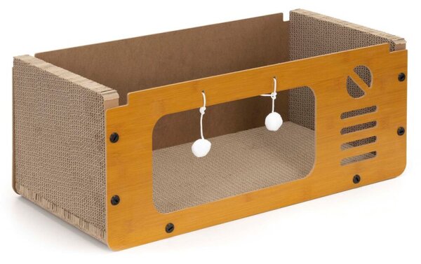 Kartonové škrabadlo pro kočky 56x27,5x30 cm SPRINGOS PA1092 hnědé