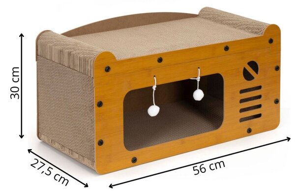 Kartonové škrabadlo pro kočky 56x27,5x30 cm SPRINGOS PA1092 hnědé