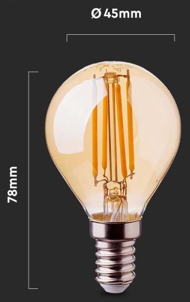 LED Žárovka FILAMENT AMBER P45 E14/4W/230V 2200K