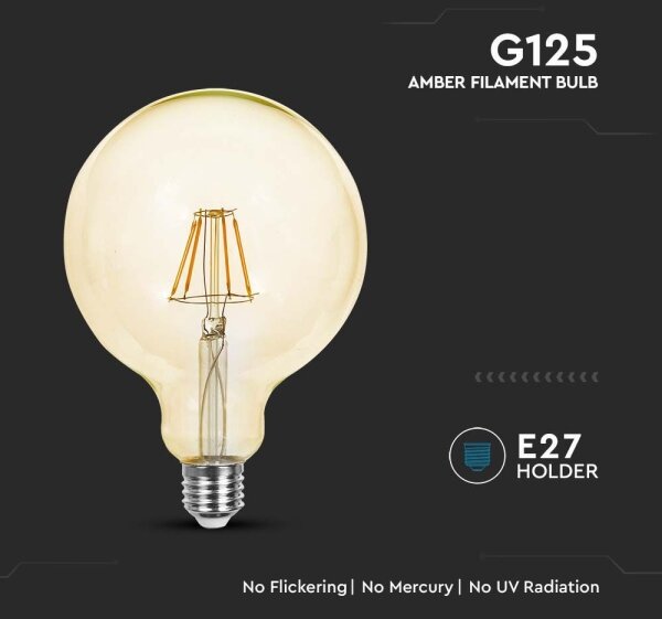 LED Žárovka FILAMENT G125 E27/12W/230V 2200K