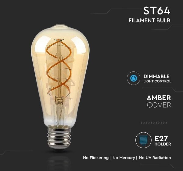 LED Stmívatelná žárovka FILAMENT ST64 E27/4,8W/230V 1800K