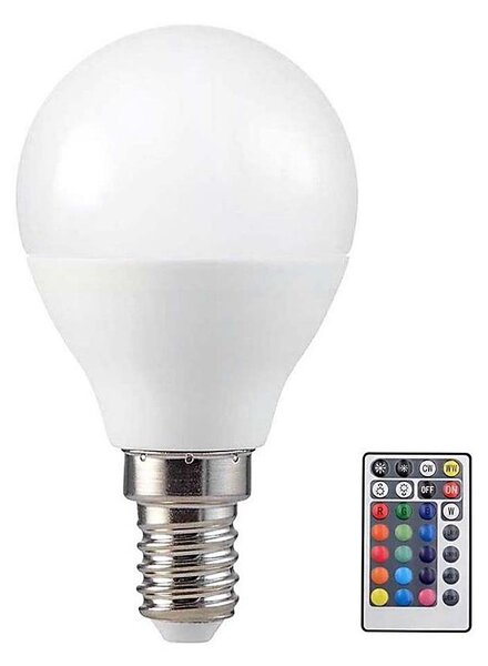 LED RGB Stmívatelná žárovka P45 E14/4,8W/230V 3000K + dálkové ovládání