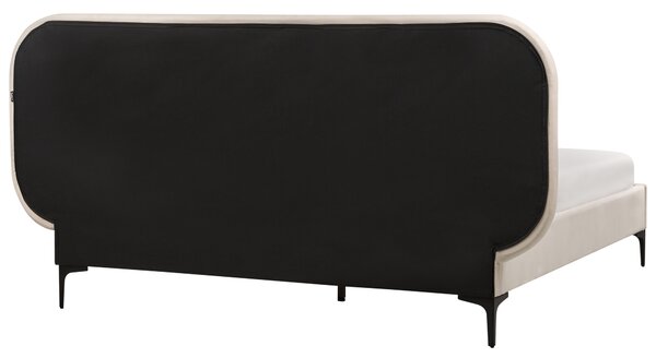 Postel Umělý samet SUZETTE 180 x 200 cm Světle béžová