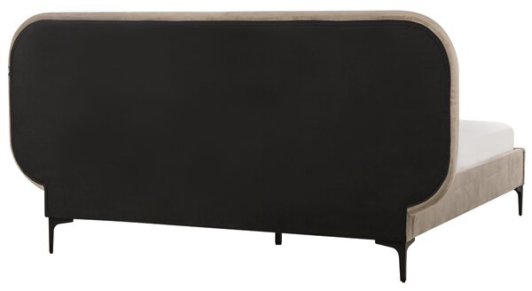 Postel Umělý samet SUZETTE 140 x 200 cm Béžová
