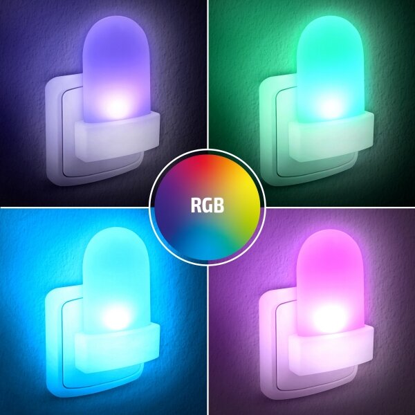Solight WL910 - LED RGB Orientační svítidlo se senzorem do zásuvky LED/0,5W/230V