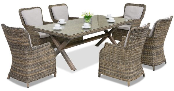 Exkluzivní jídelní set z technoratanu na cappuccino London Garden Point
