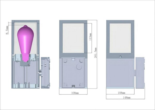 Deko-Light nástěnné přisazené svítidlo - Facado II hranaté tónované, 1x max 20 W, šedá 731151