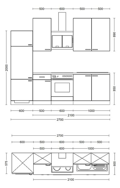 KUCHYŇSKÝ BLOK 270 cm MID.YOU - Online Only kuchyňské linky, Online Only
