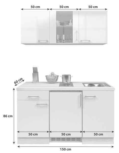 MINIKUCHYNĚ 150 cm - Online Only kuchyňské linky, Online Only