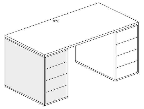 Kancelářský přístavný kontejner BLOCK, 400 x 800 x 710 mm, 4 zásuvky, dub přírodní