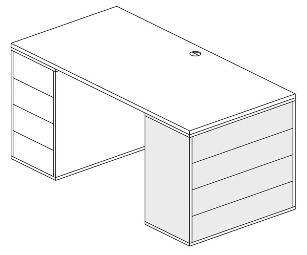 Kancelářská zásuvková komoda BLOCK, 800 x 400 x 710 mm, 4 zásuvky, bílá