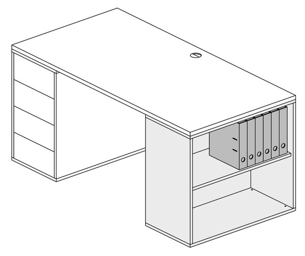 Skříňka nízká otevřená krátká BLOCK Wood