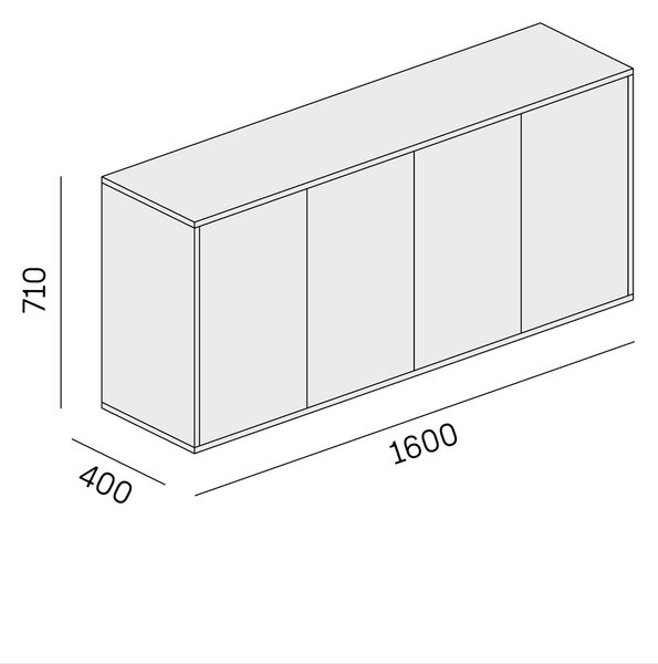 Skříňka nízká s dvířky BLOCK Wood