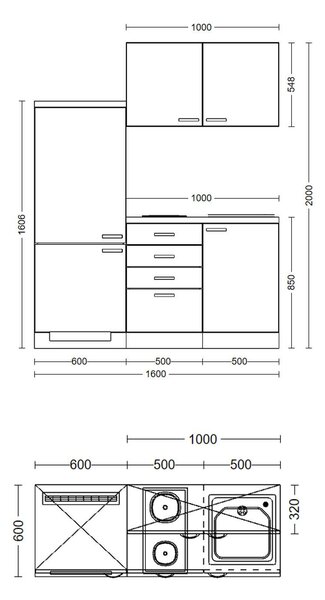KUCHYŇSKÝ BLOK 160 cm MID.YOU - Online Only kuchyňské linky, Online Only