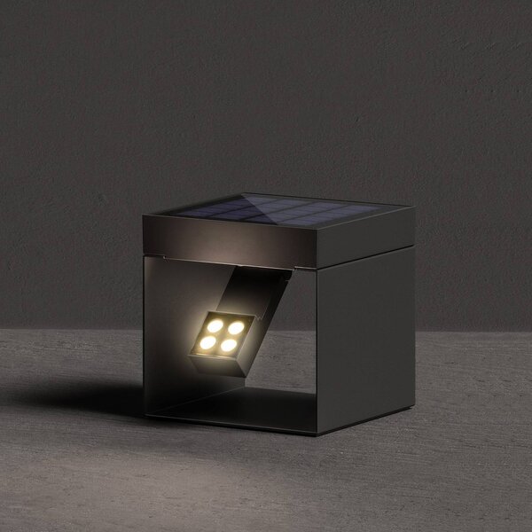 KLEWE LED solární zahradní reflektor Alea antracit 15 x 15cm IP65, Černá, Hliník, Moderní, Solární lampy