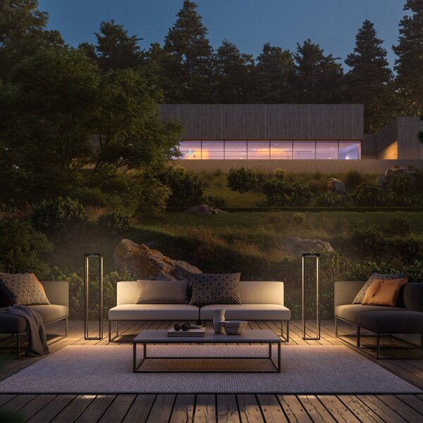 KLEWE LED solární lampa RADIA MEGA, antracitová, 110 cm, hliník IP65, Černá, Hliník, Moderní, Solární lampy