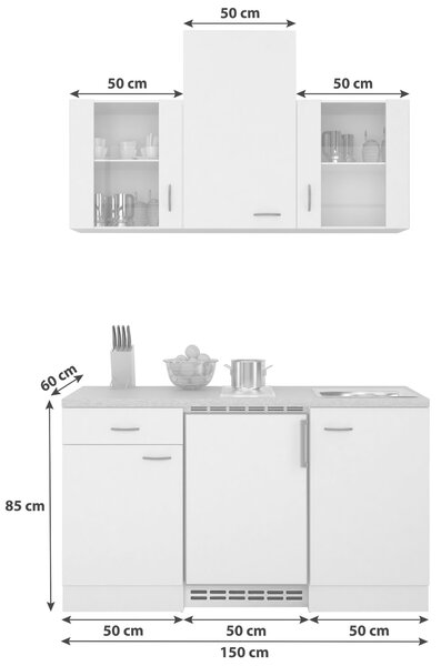 MINIKUCHYNĚ 150 cm FlexWell - Online Only kuchyňské linky, Online Only