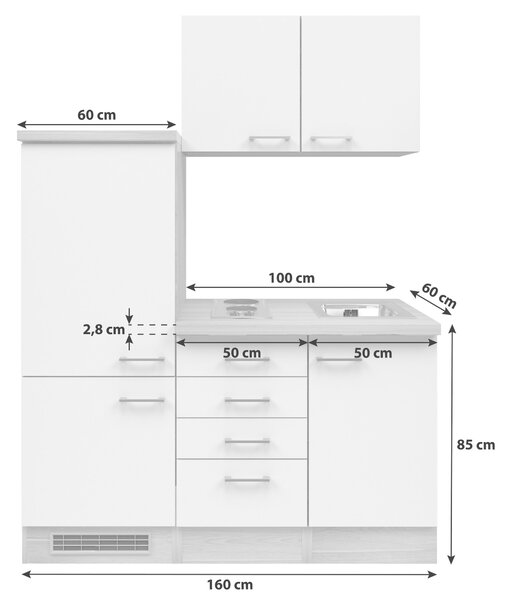 KUCHYŇSKÝ BLOK 160 cm MID.YOU - Online Only kuchyňské linky, Online Only