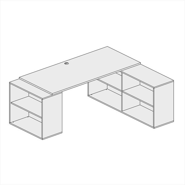 Kancelářský psací stůl s úložným prostorem BLOCK B01, bílá/dub přírodní