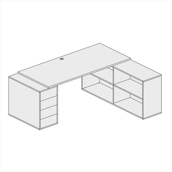 Kancelářský psací stůl s úložným prostorem BLOCK B04, dub přírodní/grafit