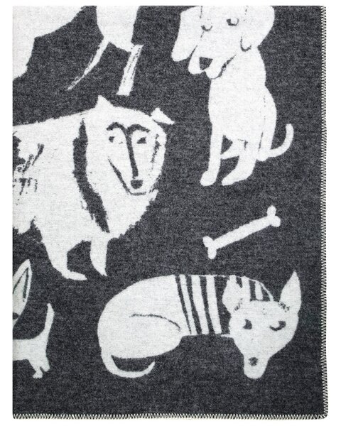 Vlněná deka Koirapuisto 130x180, černo-bílá