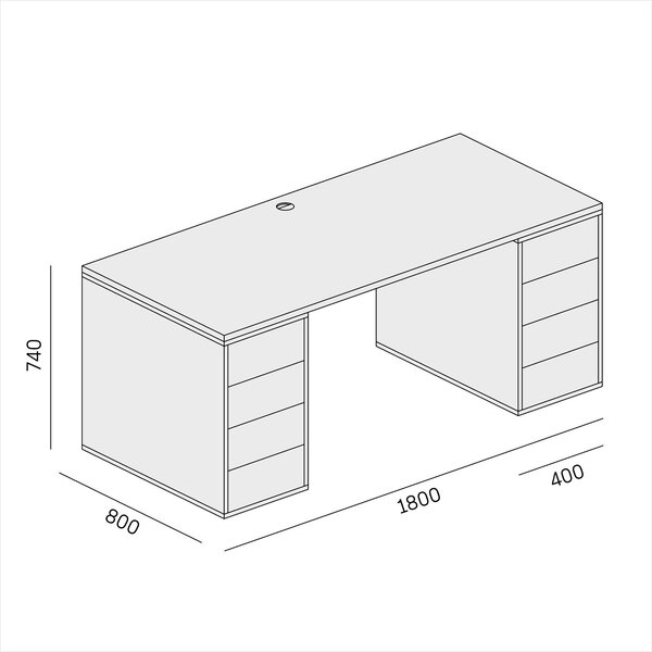 Kancelářský psací stůl s úložným prostorem BLOCK B03, bílá/grafit