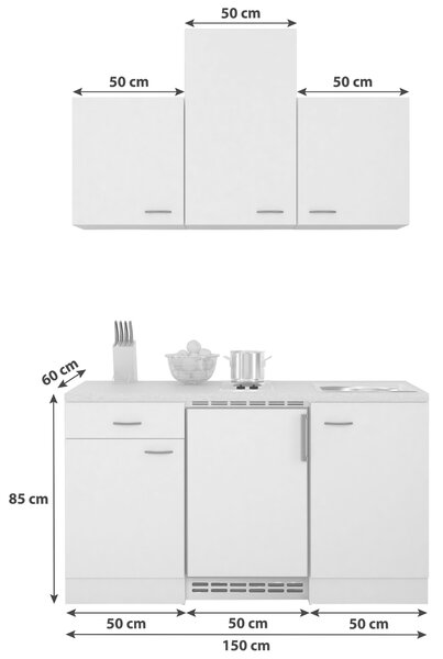 MINIKUCHYNĚ 150 cm MID.YOU - Online Only kuchyňské linky, Online Only