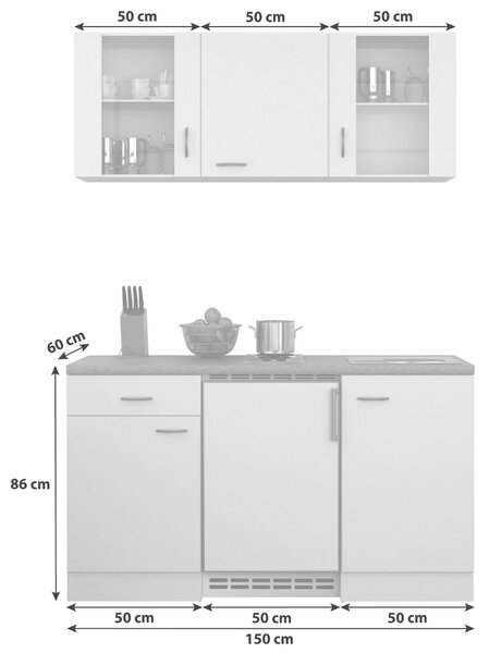 MINIKUCHYNĚ 150 cm MID.YOU - Online Only kuchyňské linky, Online Only