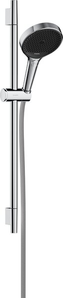 Hansgrohe Rainfinity Sprchová sada 130 3jet EcoSmart se sprchovou tyčí S Puro 65 cm, jezdec s tlačítkem Push a textilní sprchová hadice Designflex 160 cm, chrom 28746000