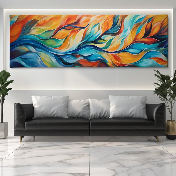 Obraz na plátně - Otevřený proud, Abstrakce FeelHappy.cz Velikost obrazu (šířka x výška): 120 x 40 cm