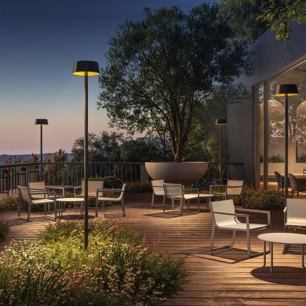 KLEWE LED solární lampa SUNDRESS antracitová 250 cm zemní bodec IP65, Černá, Hliník, Moderní, Solární lampy